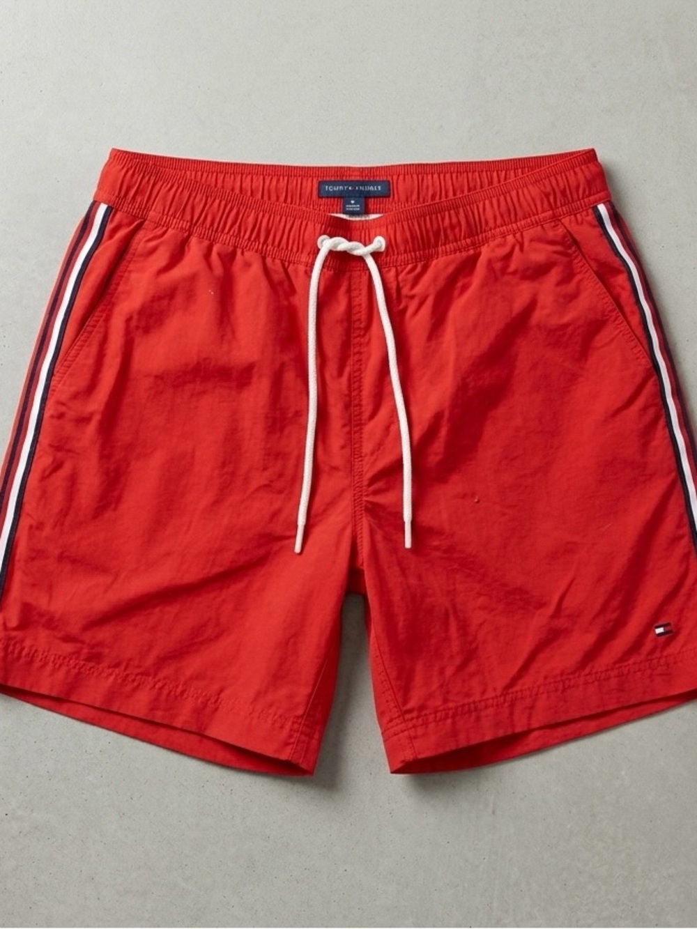 Tommy Hilfiger Red Swim Board Shorts with Side Stripe Detail